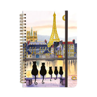 Carnet spirales rigide A5 Paris chats noirs