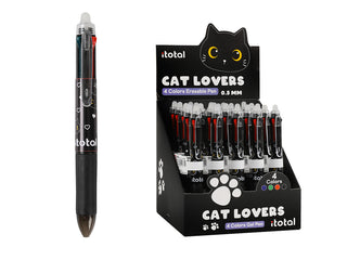 Stylo Chat Quatre Couleurs Noirs