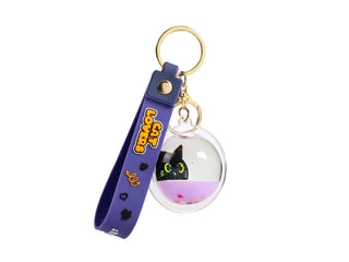 Porte Clef Chat Noir Sphère Liquide