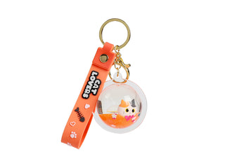 Porte Clef Chat Tri Color Sphère Liquide