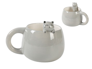 Tasse Ceramique Chat Gris